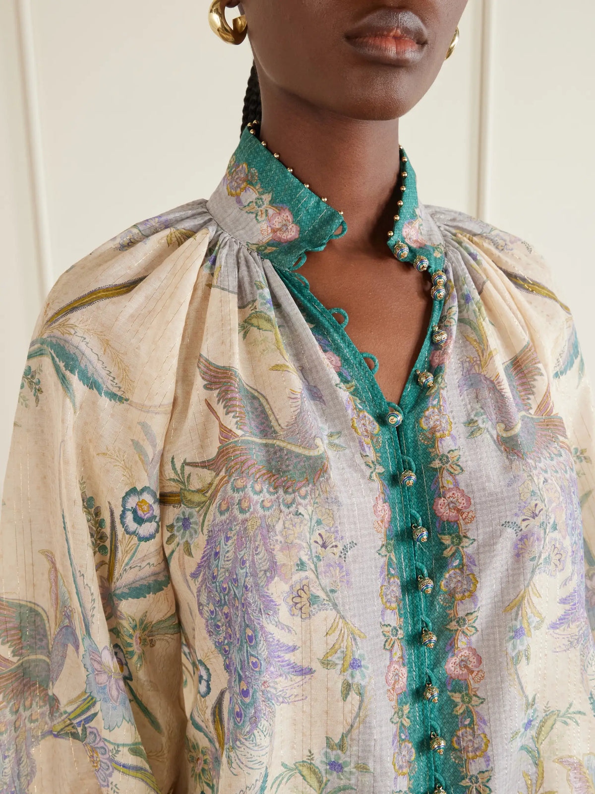 Zimmermann Indra Billow Metallic Cotton And Silk-blend Blouse