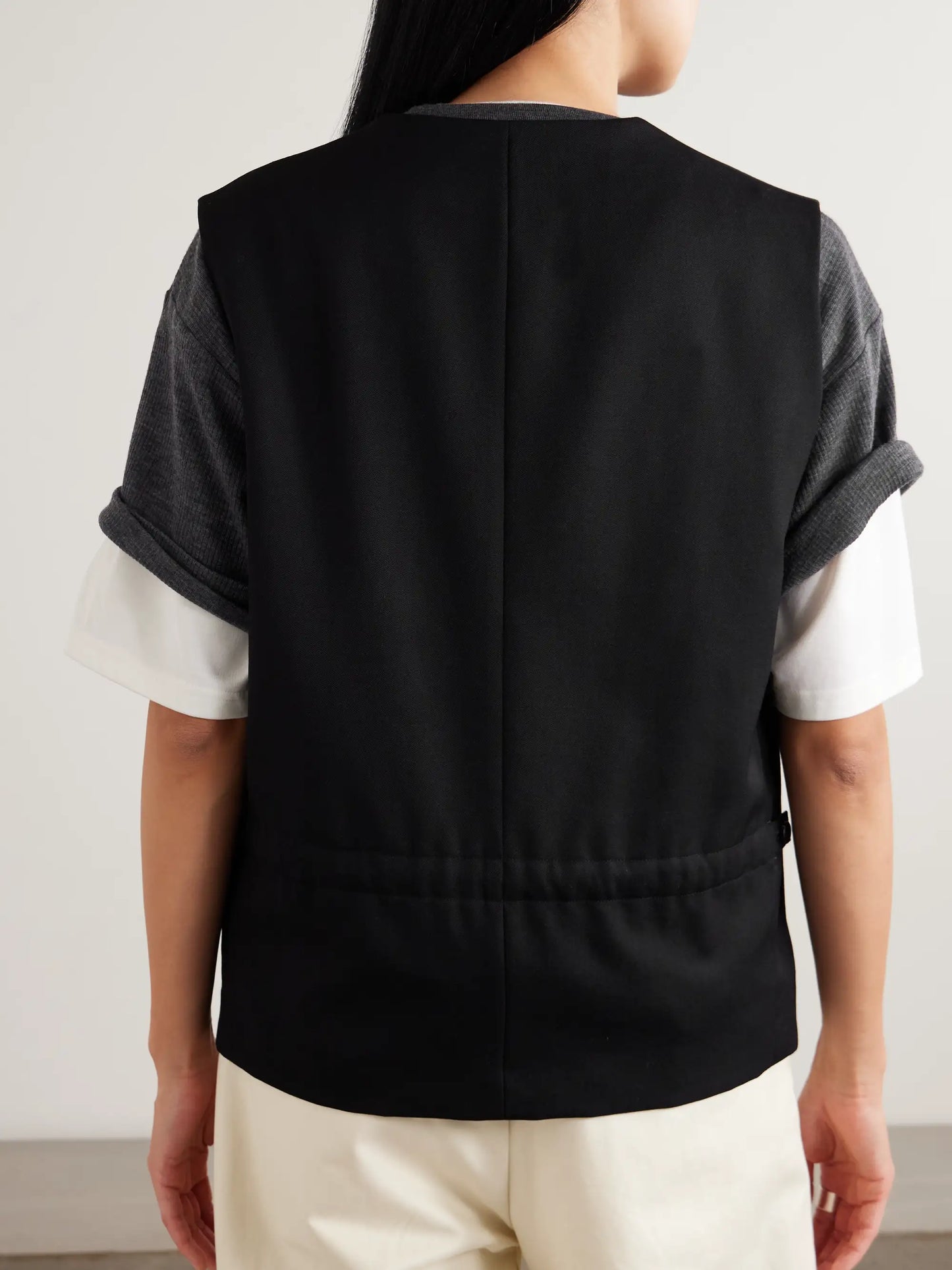 Belted Wool-gabardine Vest