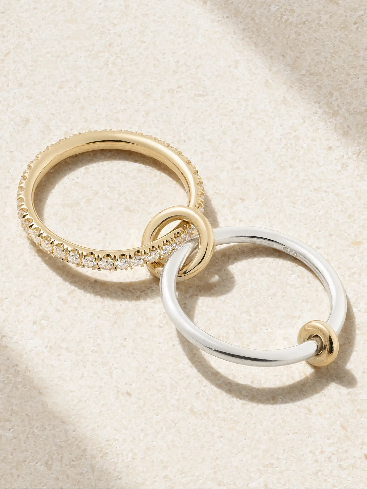 Emi Set Of Two 18-karat Gold And Sterling Silver Diamond Rings