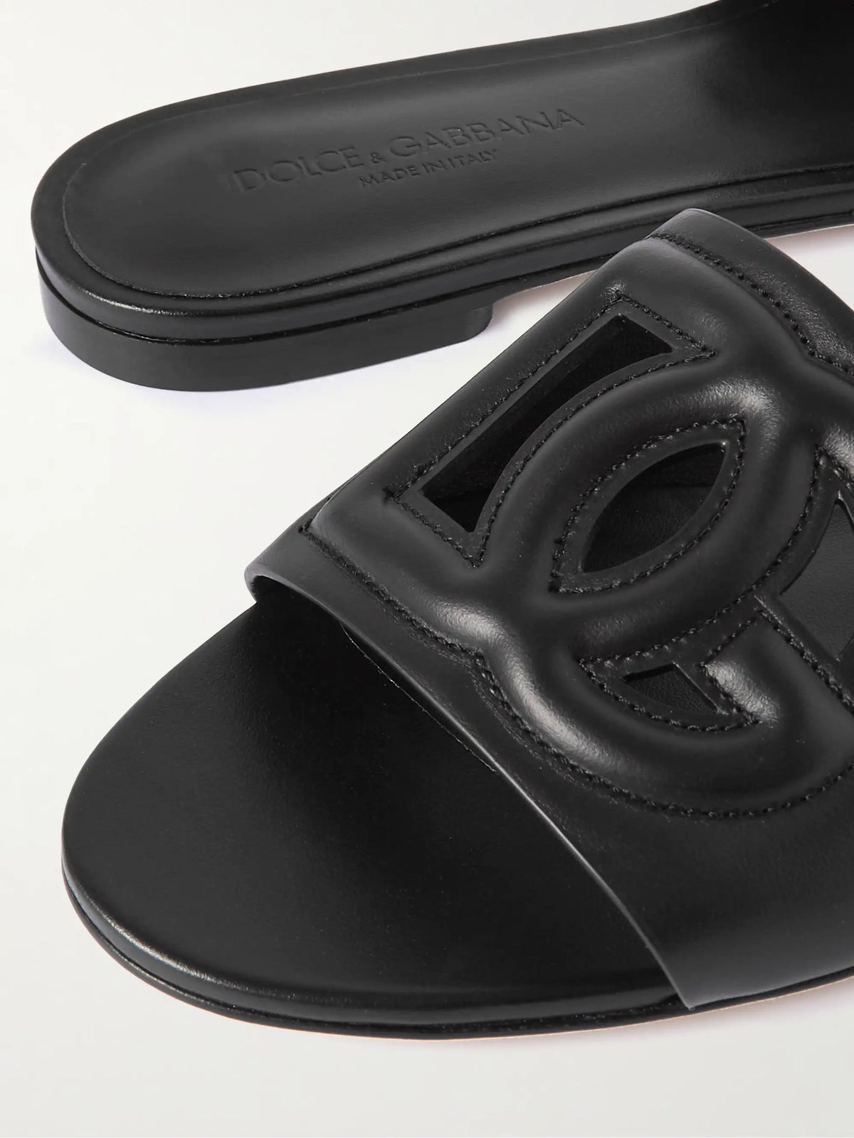 Bianca Logo-embossed Cutout Leather Slides