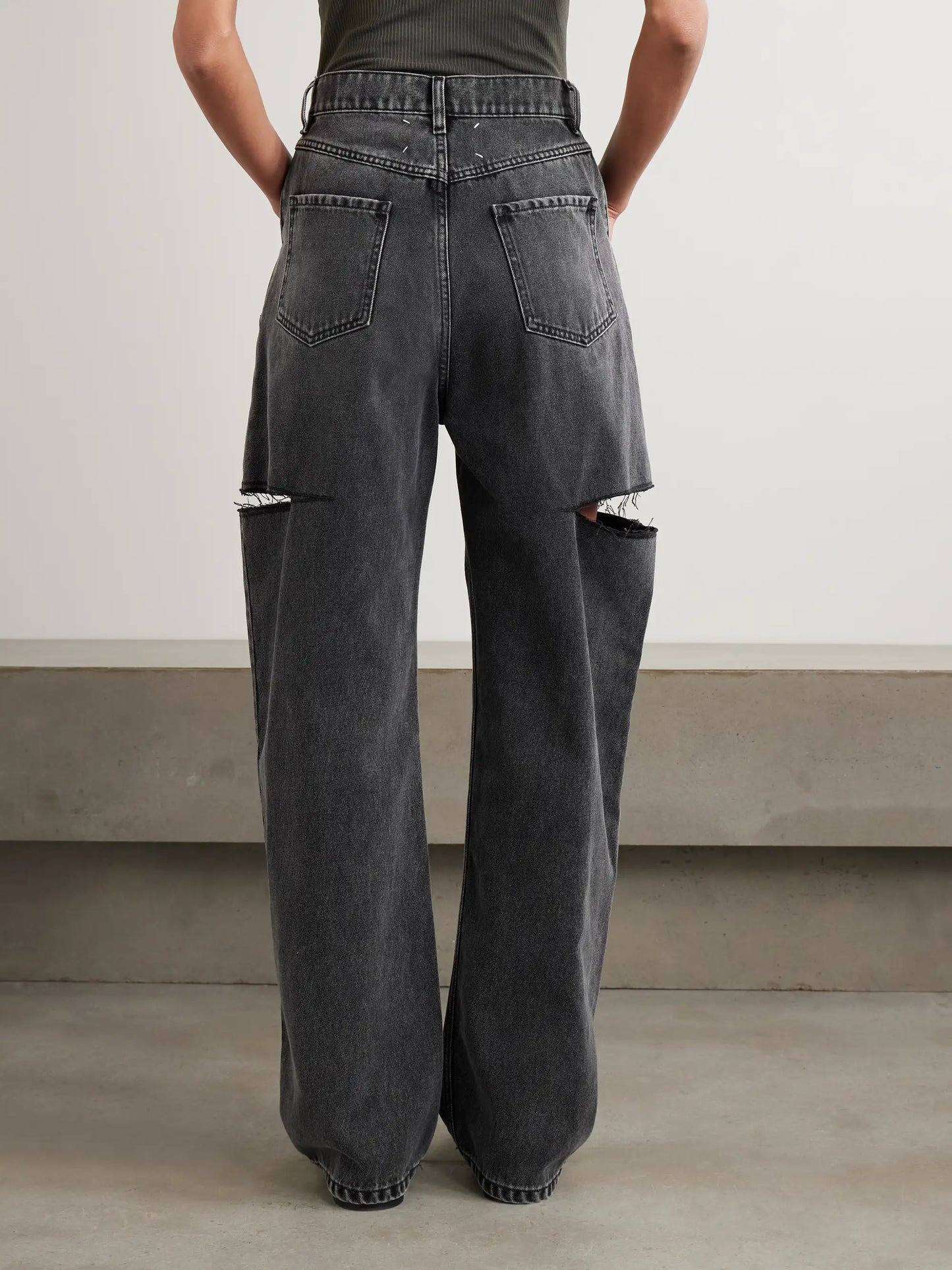 Cutout High-rise Wide-leg Jeans