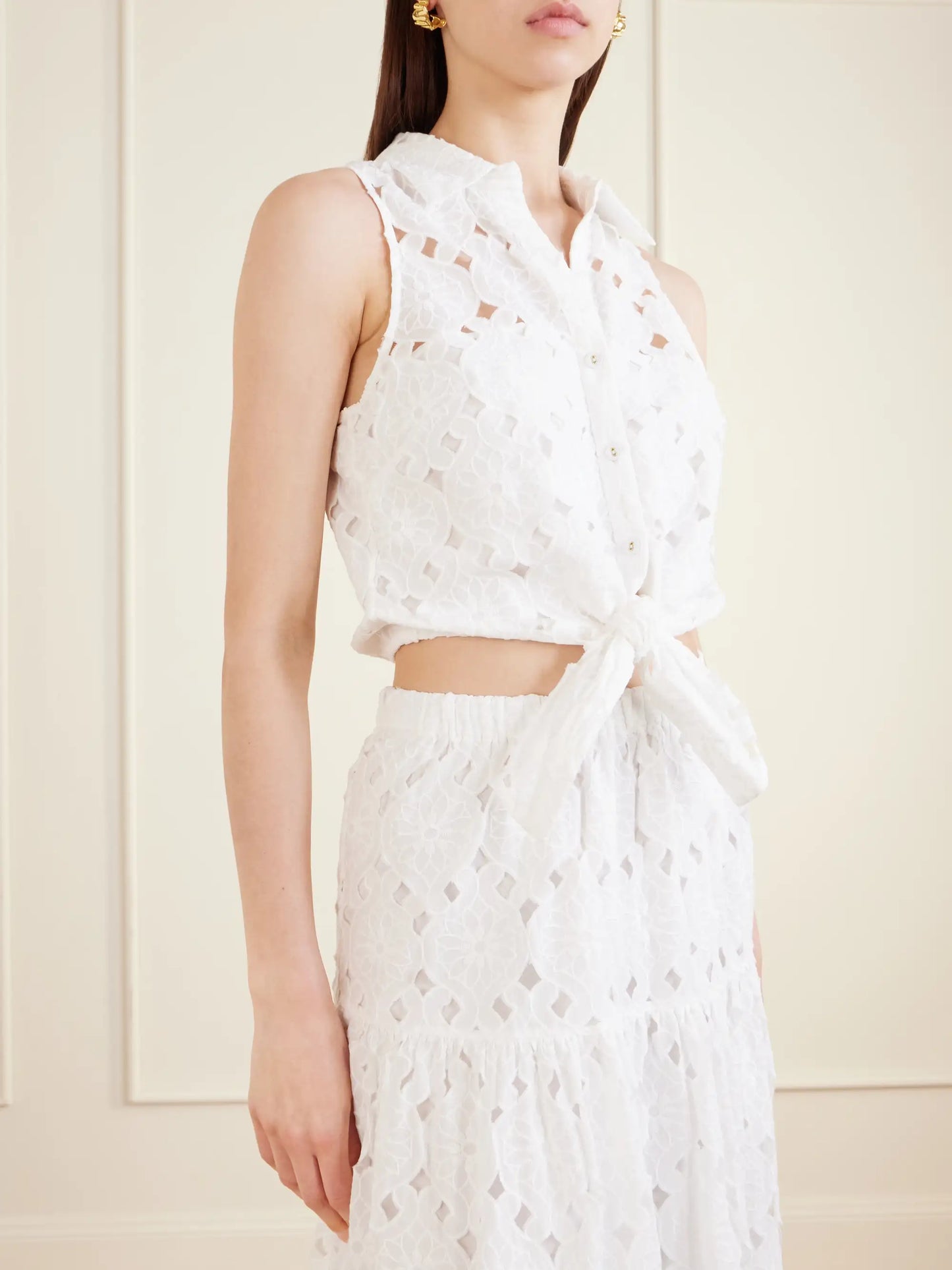 Highland Knotted Embroidered Cotton Blouse