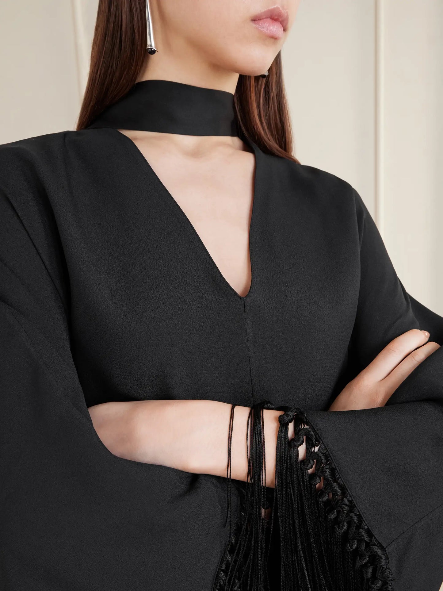 Cecil Fringed Crepe Kaftan
