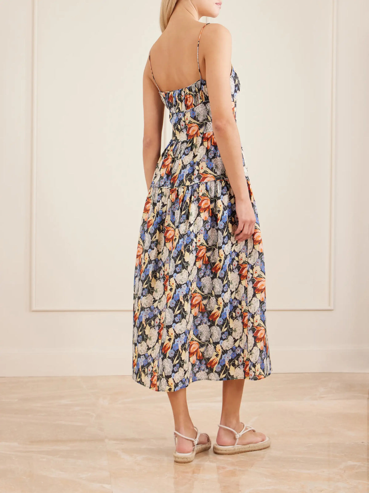 Benoit Tiered Gathered Floral-print Ramie Midi Dress