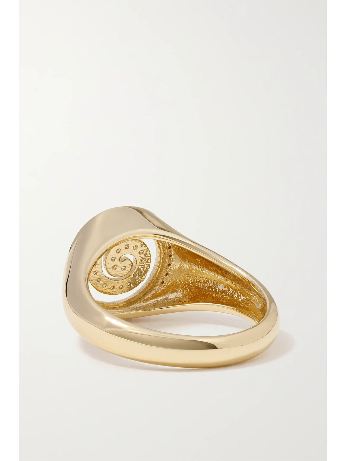 Spiral 14-karat Gold Diamond Signet Ring