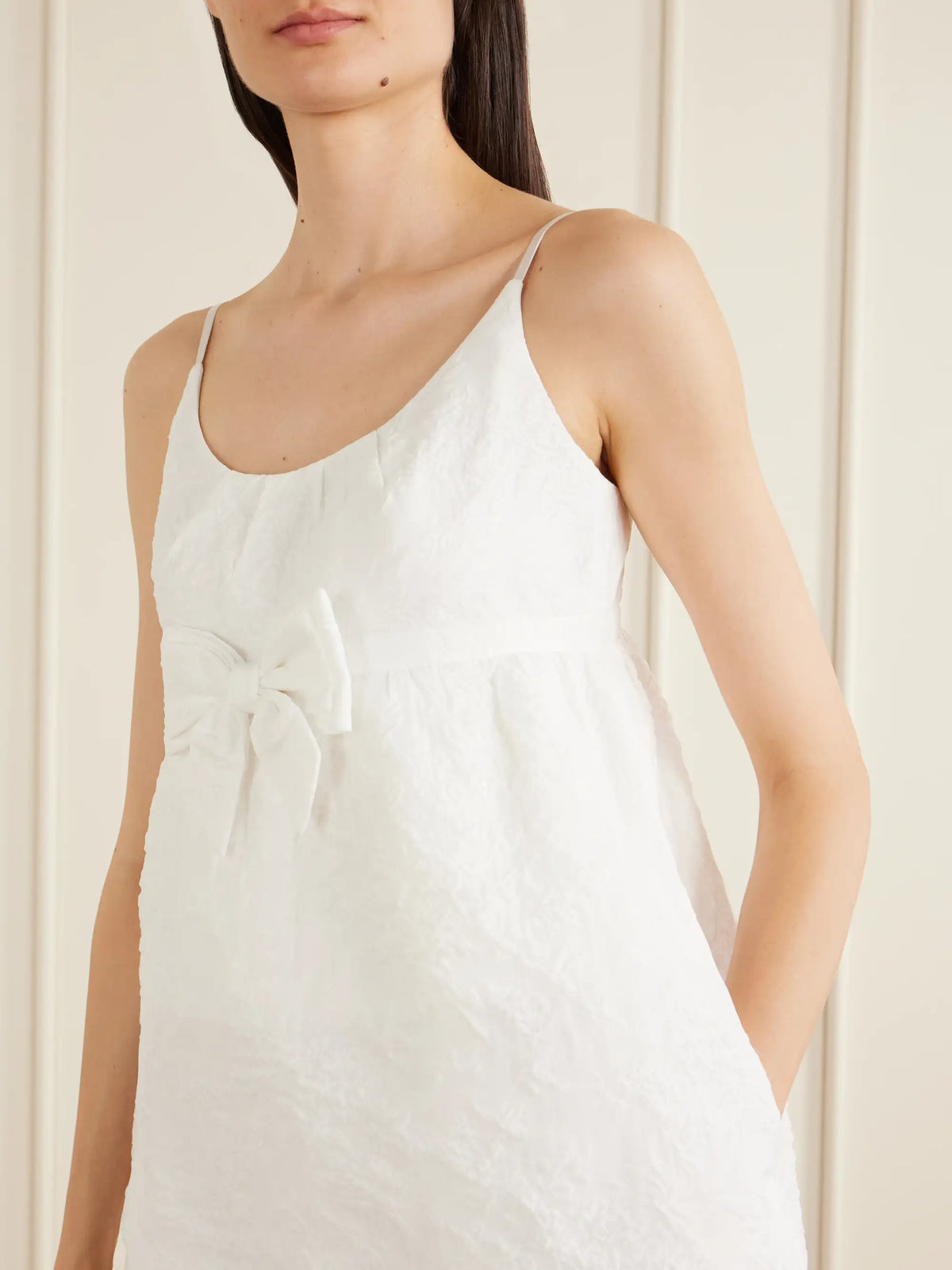 Self-Portrait Bow-detailed Taffeta Mini Dress