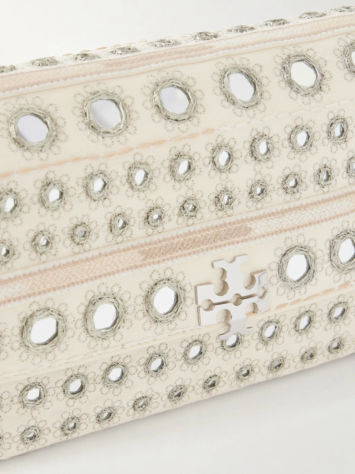 Charlie Embellished Embroidered Canvas Shoulder Bag