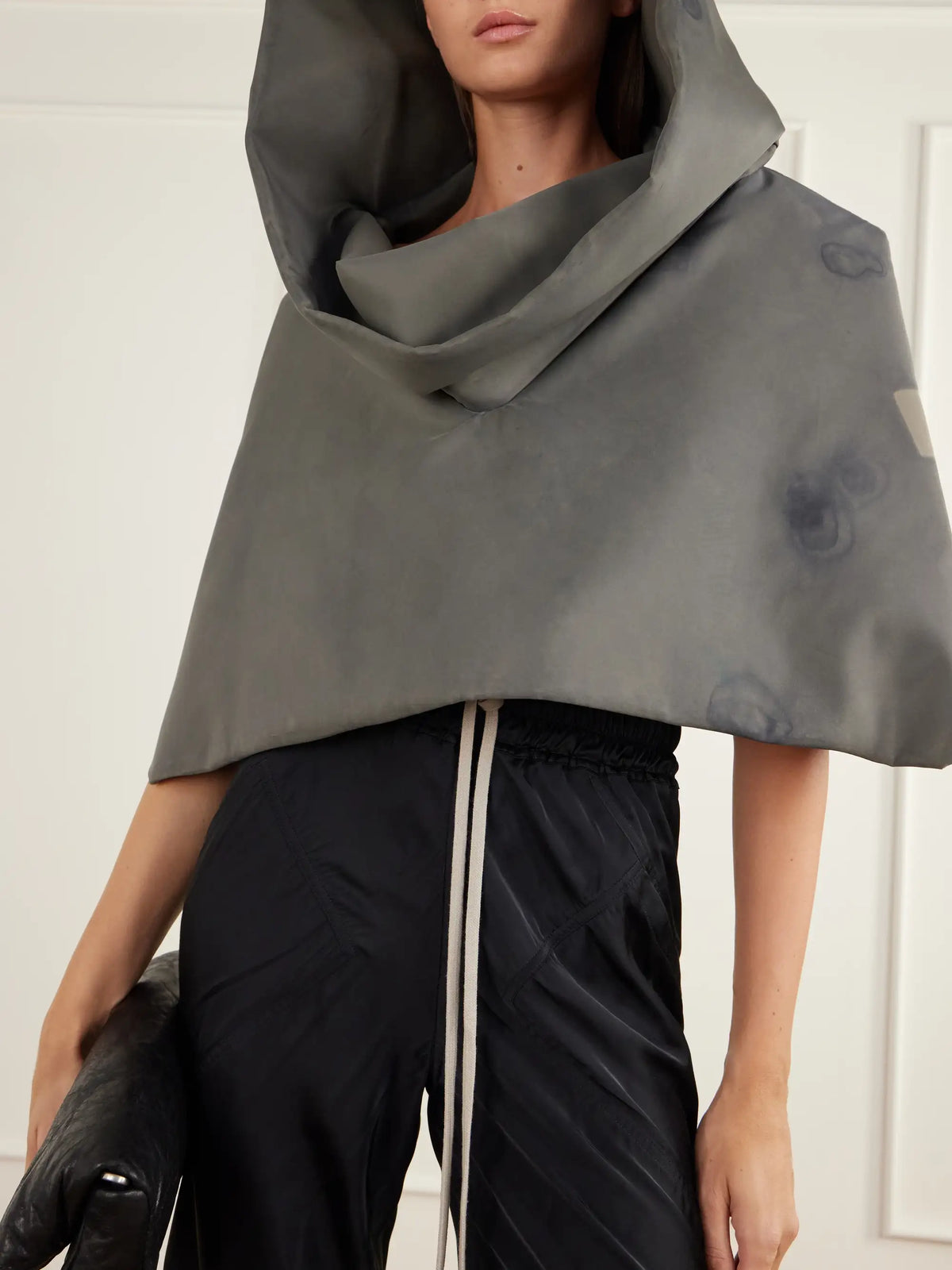 Rick Owens Cowl Distressed Padded Garment-dyed Shell Cape