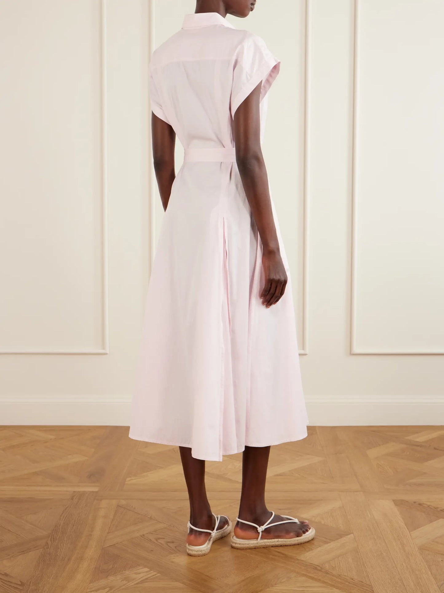 + The Championship Wimbledon Belted Striped Cotton-poplin Midi Dress