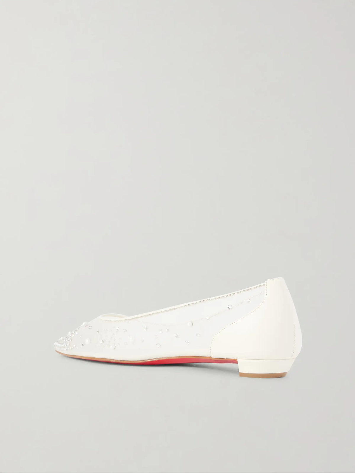 Miss Z Degrastrassina Leather-trimmed Embellished Mesh Point-toe Flats