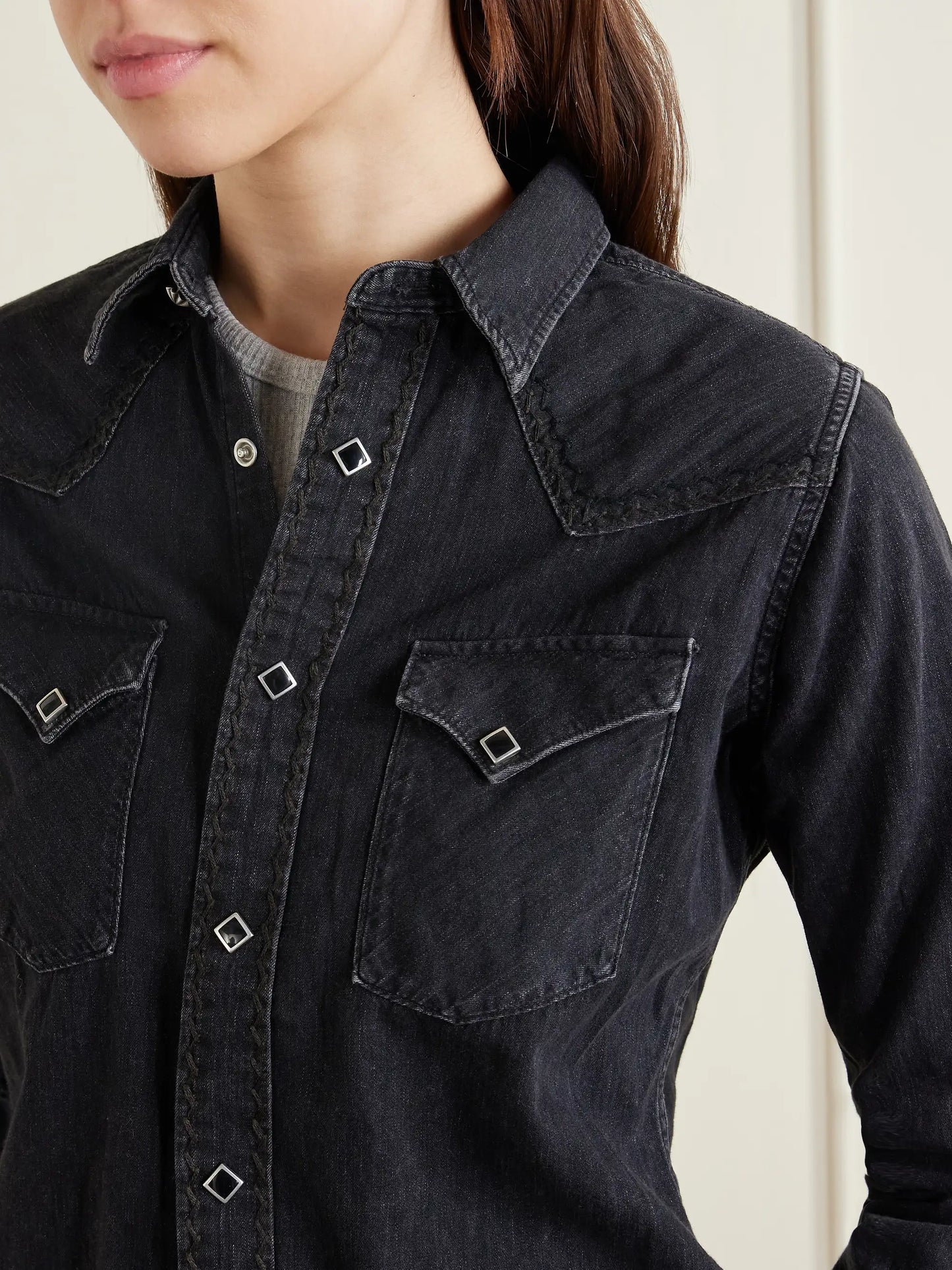 Wrangler Embroidered Cotton Chambray Shirt