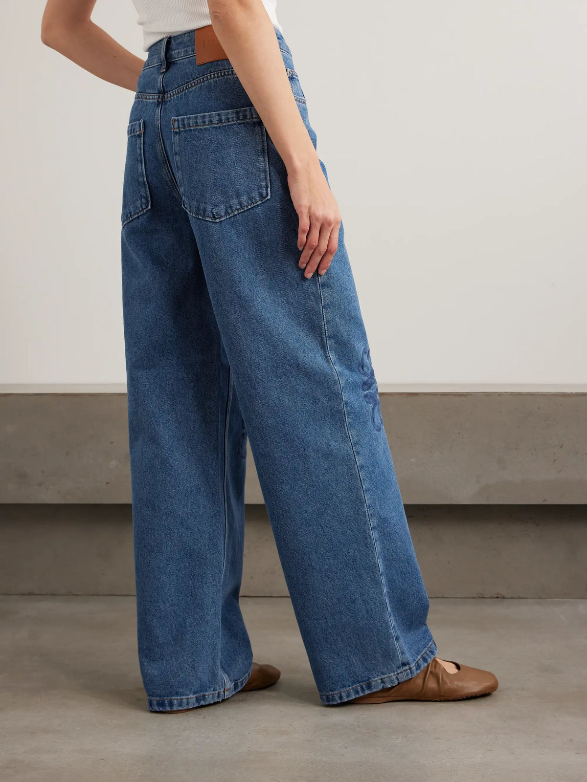 LOEWE Anagram Embroidered High-rise Straight-leg Jeans