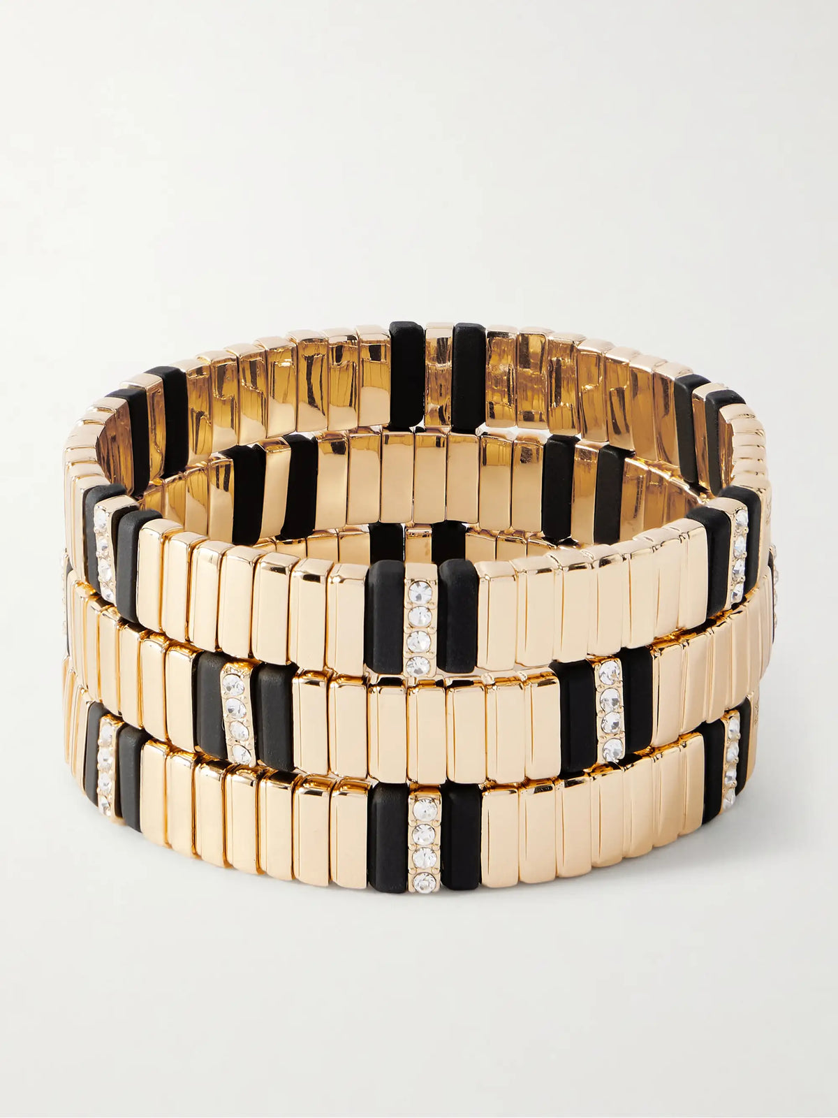 The Touch Of Midnight Set Of Three Gold-tone Cubic Zirconia Bracelets