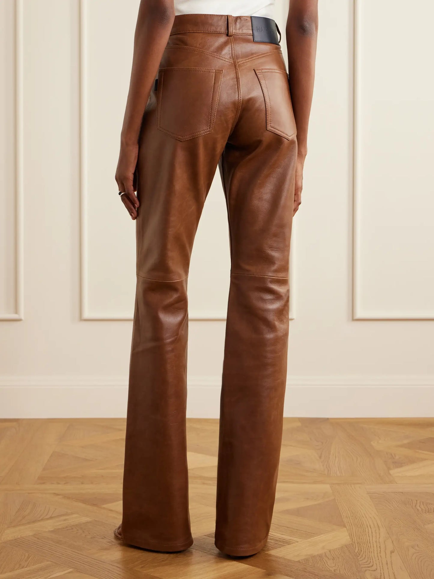 Flora Paneled Leather Straight-leg Pants
