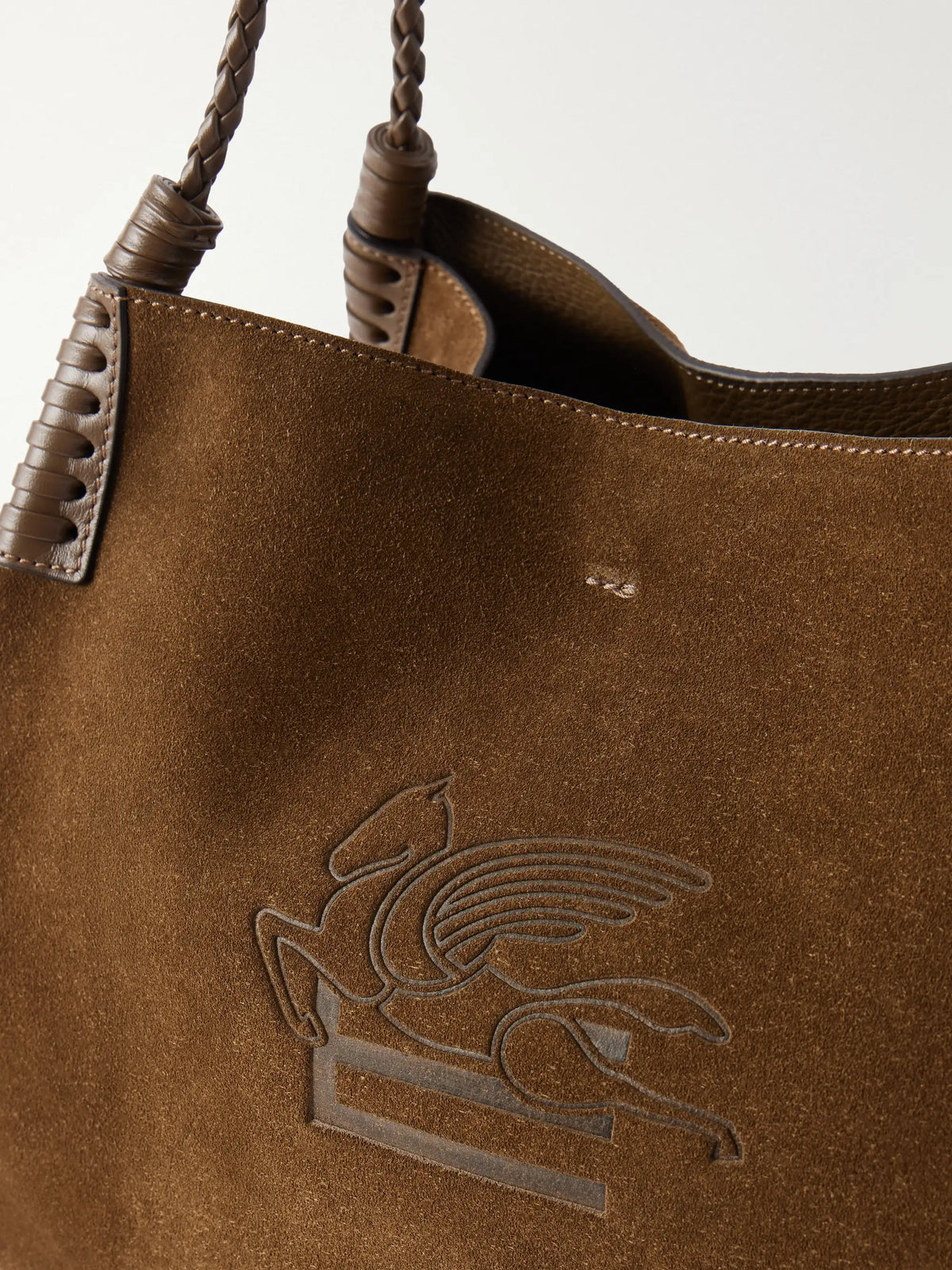 Libra Logo-debossed Leather-trimmed Suede Tote