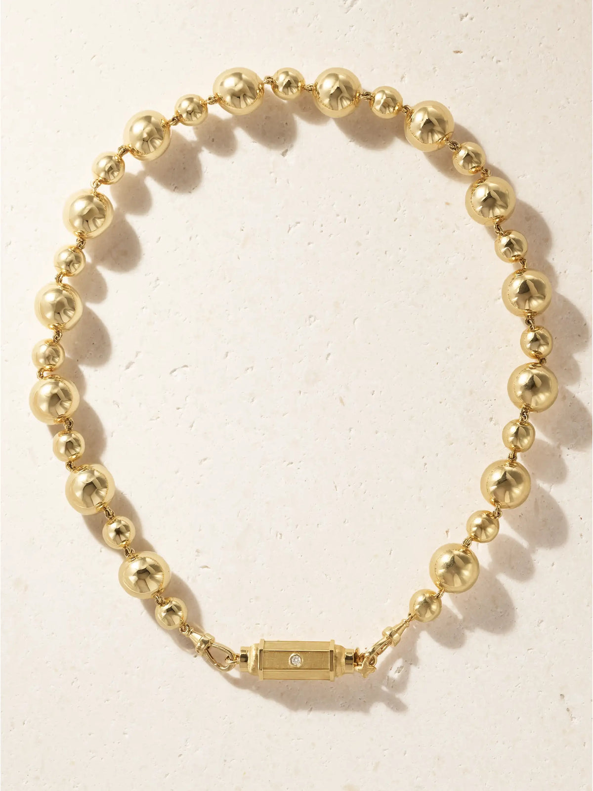 Baby Locket Grain D'or 14-karat Gold Diamond Necklace