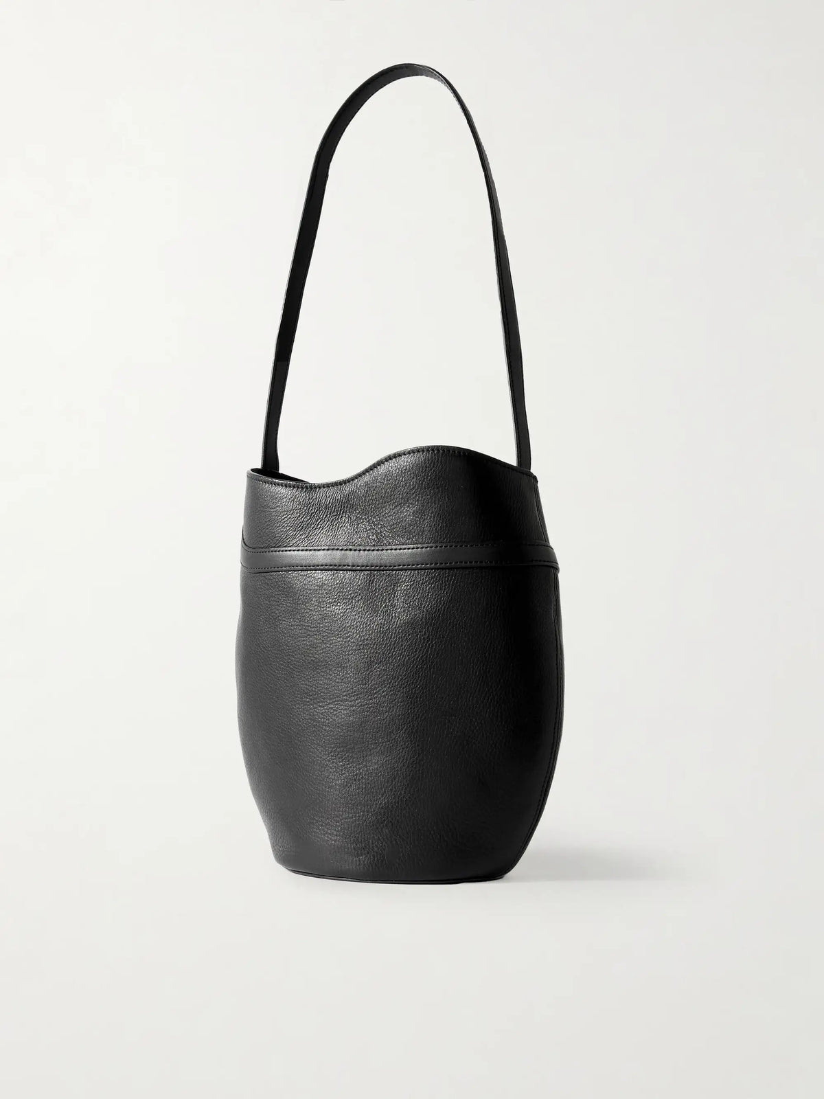 Buckled Leather Bucket Bag