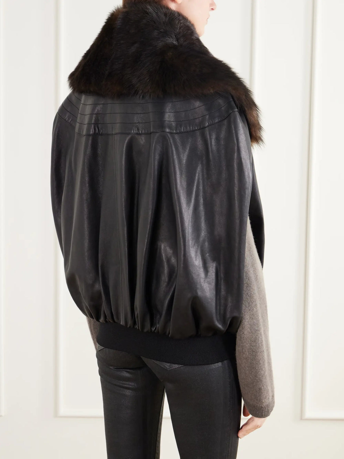 RABANNE Shearling-trimmed Leather Jacket