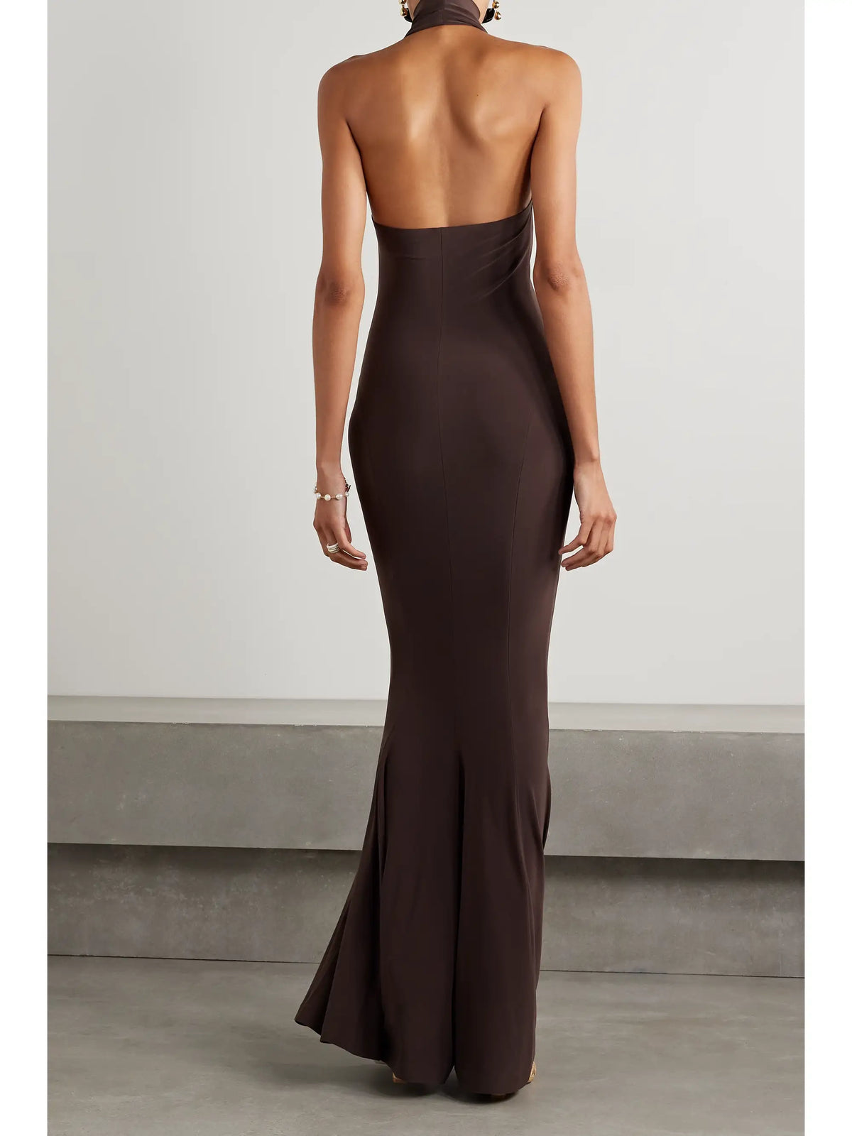 Stretch-jersey Turtleneck Gown