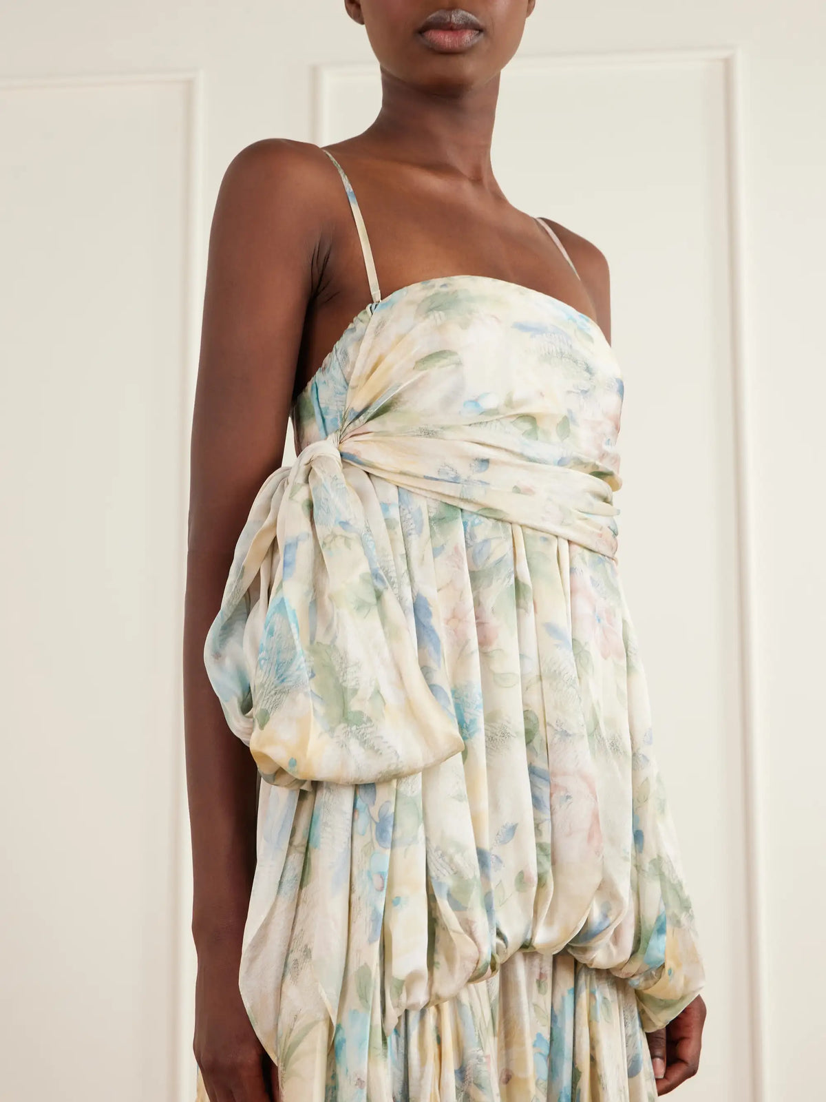 Zimmermann Clash Billow Cut-out Floral-print Silk-satin Maxi Dress
