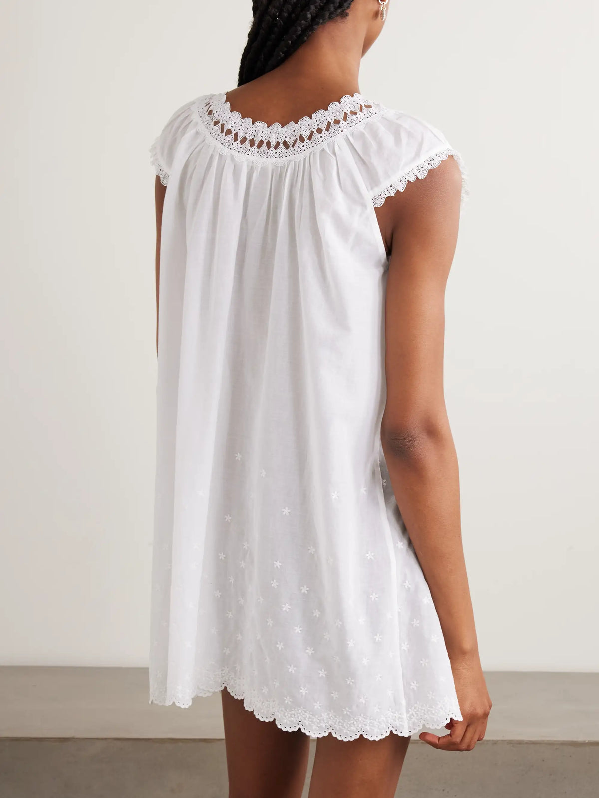 Lelia Embroidered Lace-trimmed Organic Cotton-voile Nightdress