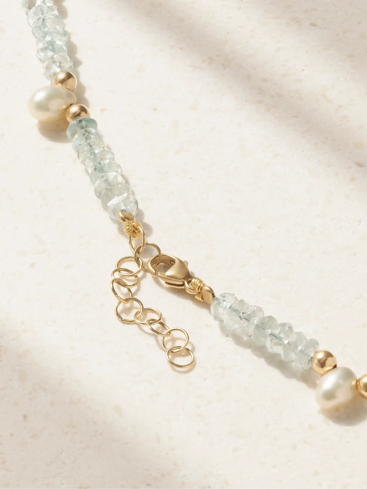 Gold, Aquamarine And Pearl Necklace