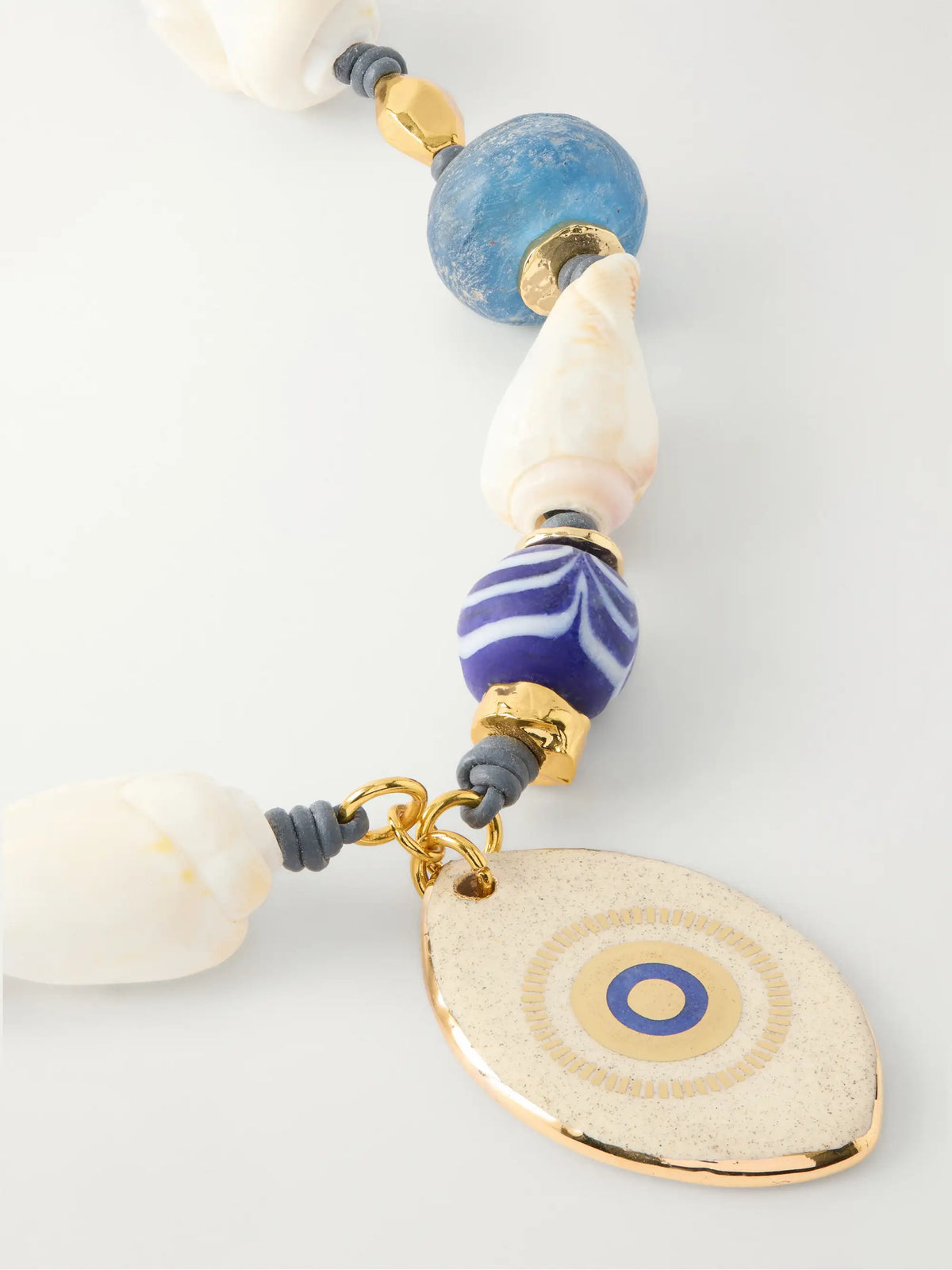 Evil Eye Gold-plated, Seashell And Ceramic Necklace