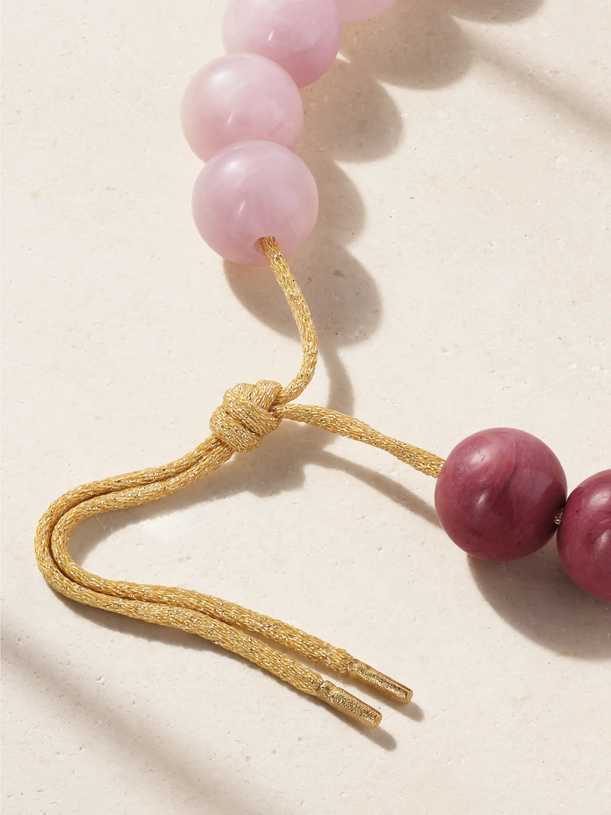 Bowery Downtown 18-karat Gold, Rhodonite, Quartz And Lurex Necklace