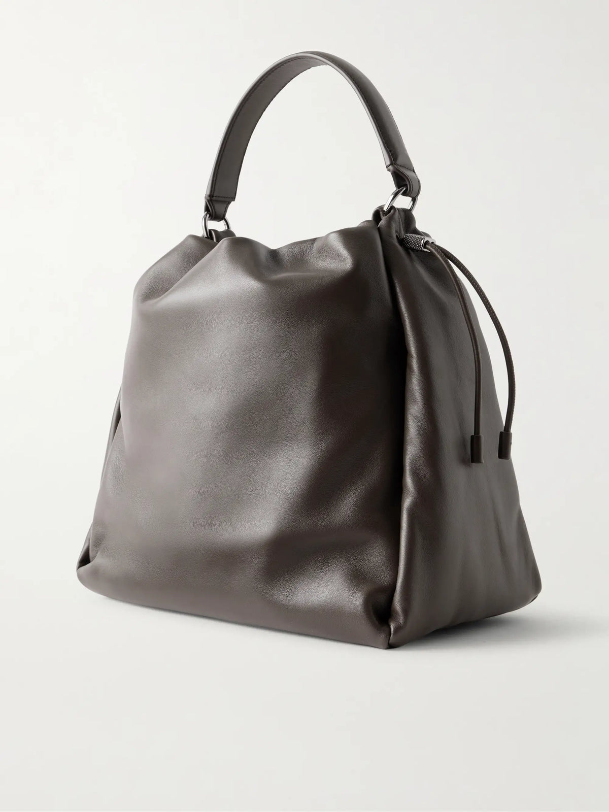 Bead-embellished Leather Tote Bag