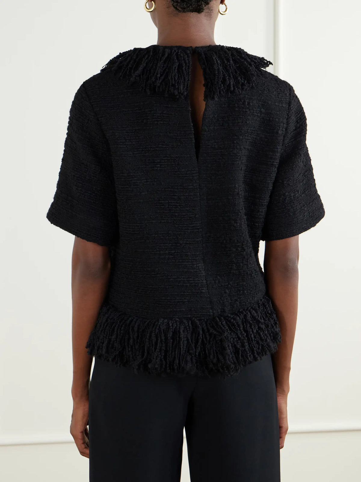 LIBEROWE Fringed Wool-blend Tweed Top