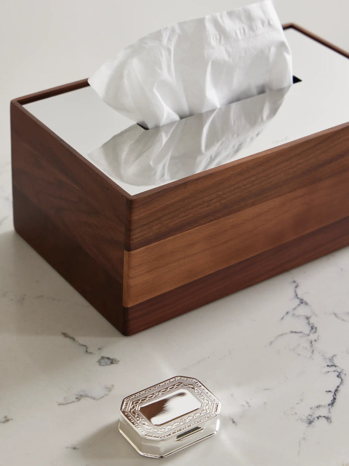 Uni Walnut And Stainless Steel Tissue Box