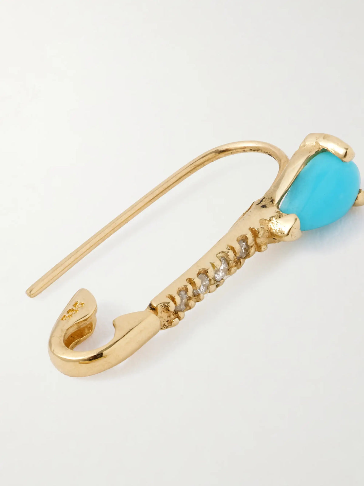 Mini 14-karat Gold, Turquoise And Diamond Single Earring