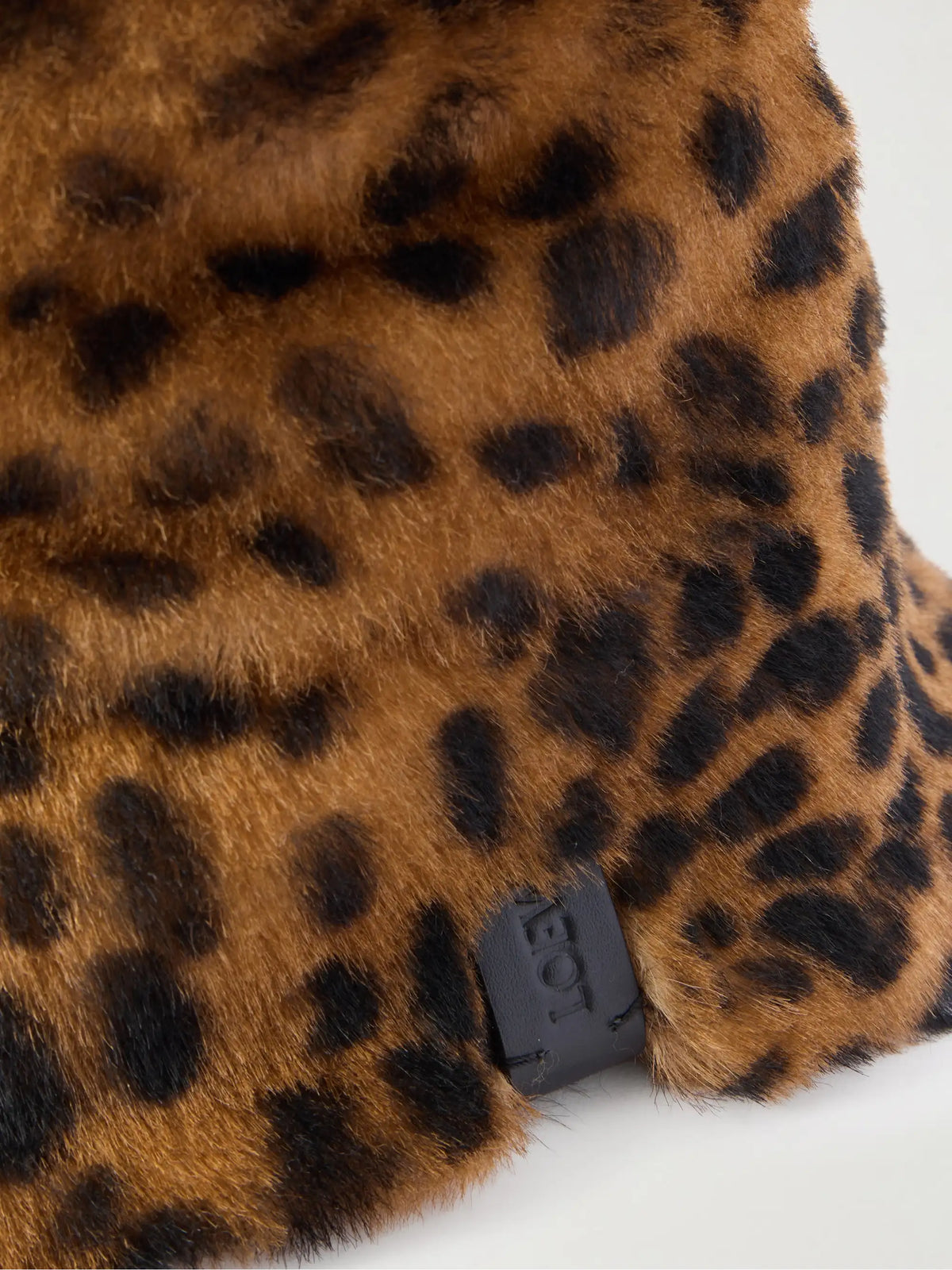 Leather-trimmed Leopard-print Shearling Bucket Hat