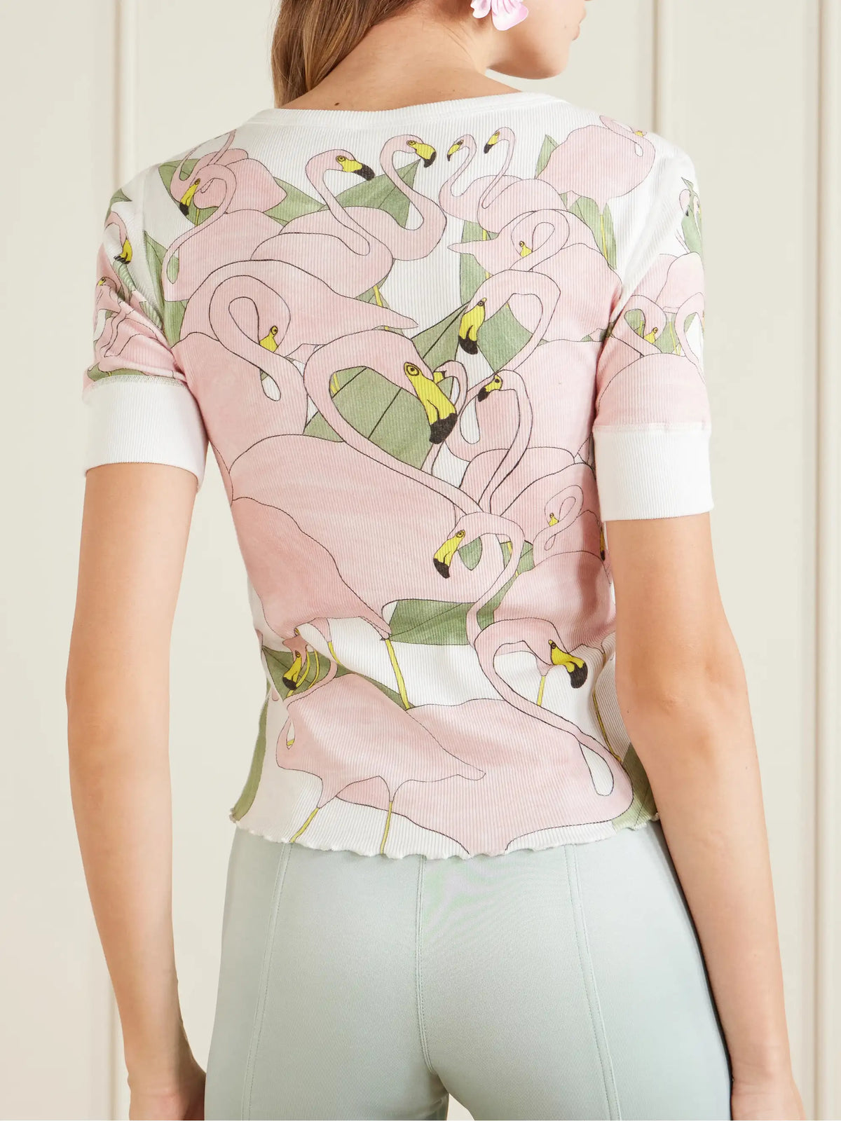 Printed Ribbed Cotton-jersey T-shirt