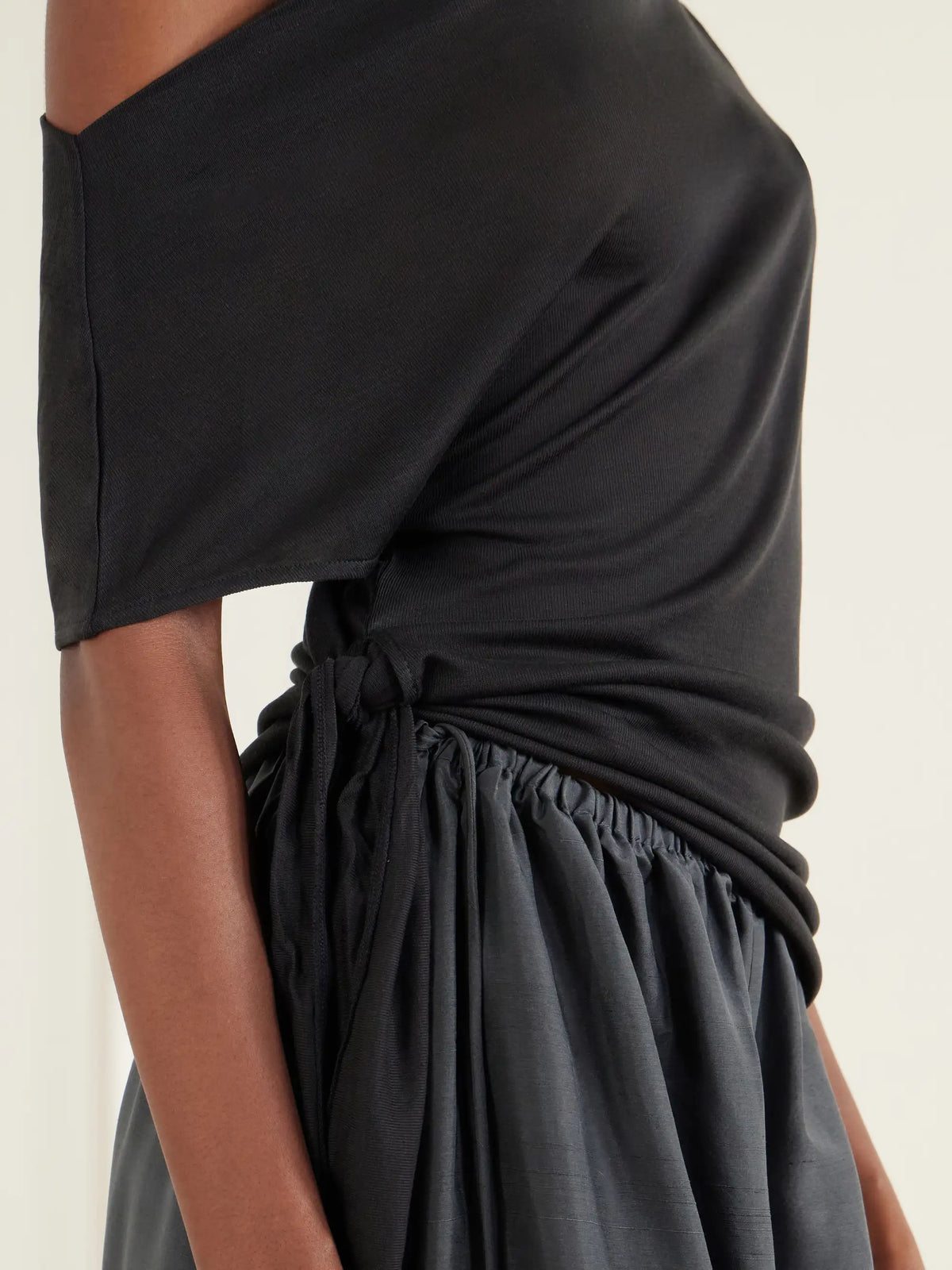 ST. AGNI Off-the-shoulder Asymmetric Tie-detailed Tencel Lyocell Blouse