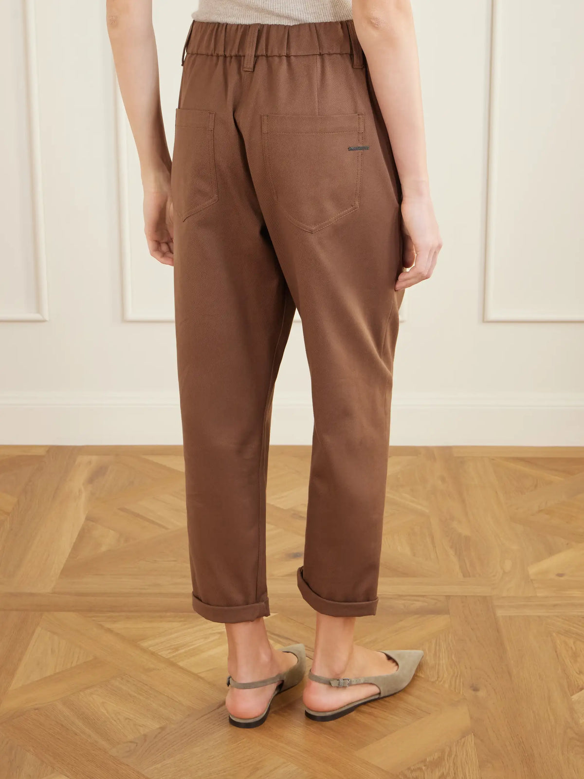 Cotton-blend Twill Straight-leg Pants