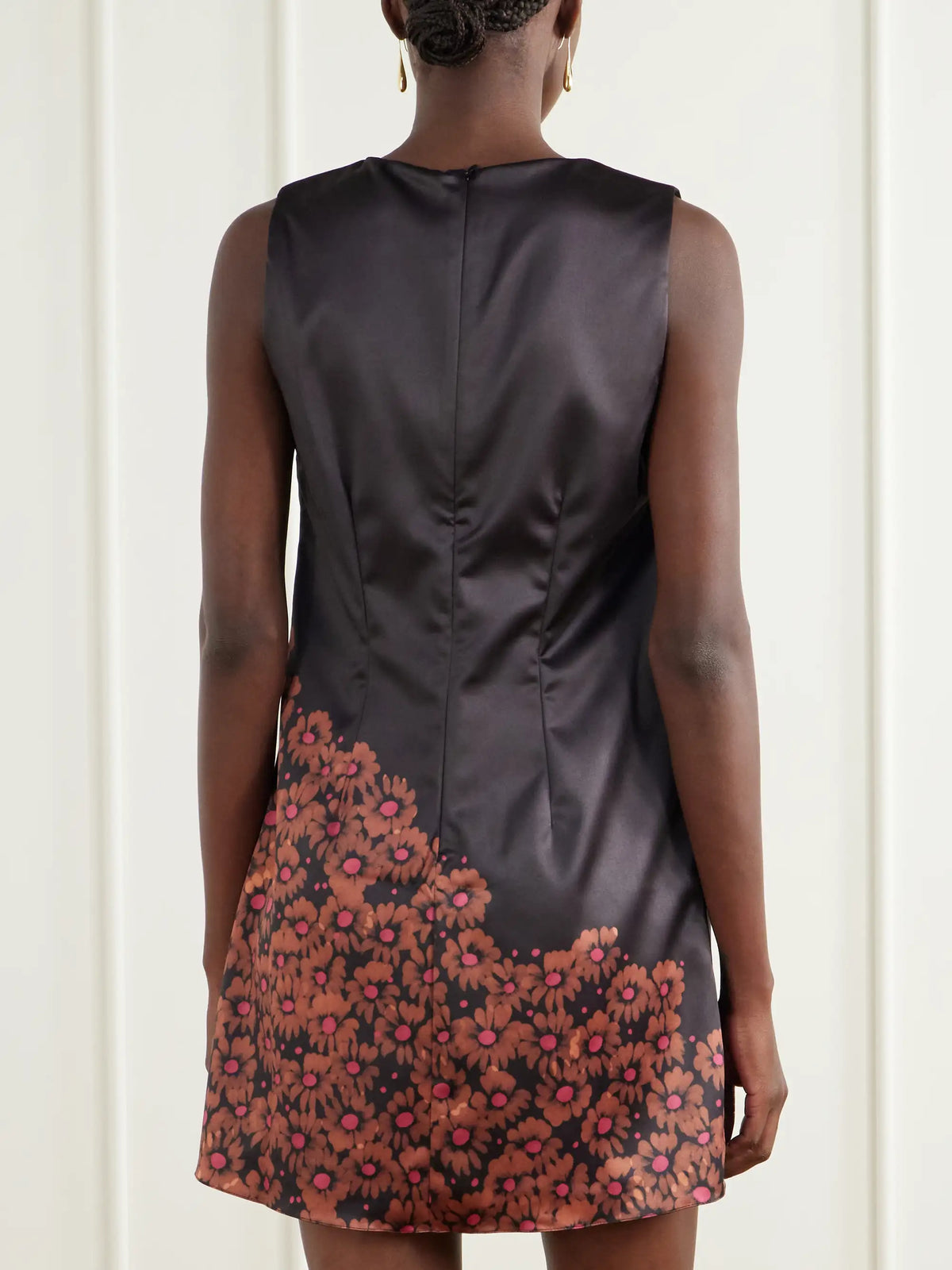 Cala de la Cruz Floral-print Satin Mini Dress