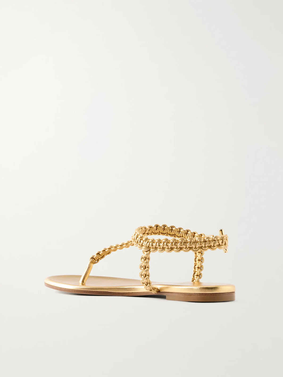 Woven Metallic Leather Thong Sandals
