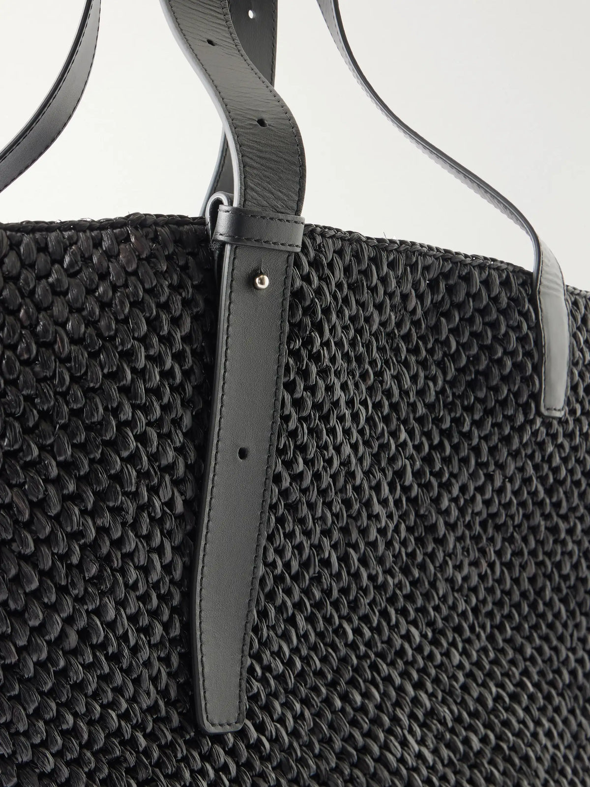 The Bianca Leather-trimmed Raffia Tote