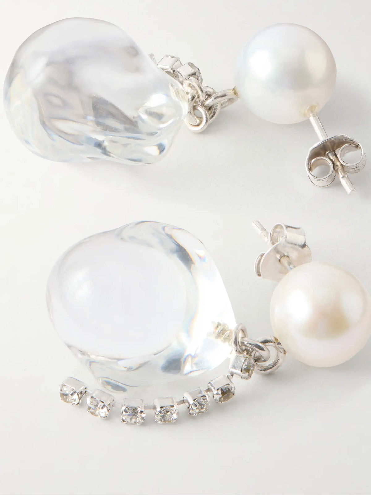 Crystal And Pearl-embellished Resin Drop Earrings