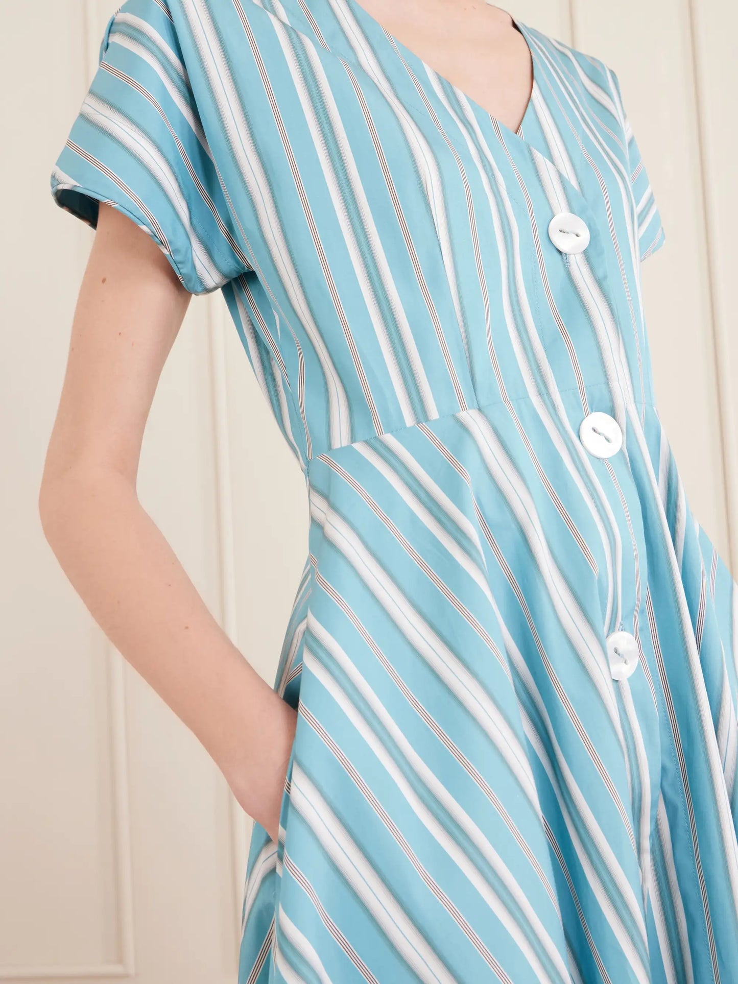 Cassandra Striped Cotton-poplin Midi Dress