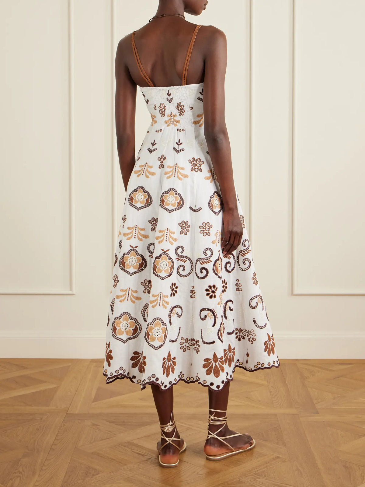 Lorina Broderie Anglaise Cotton-blend Midi Dress