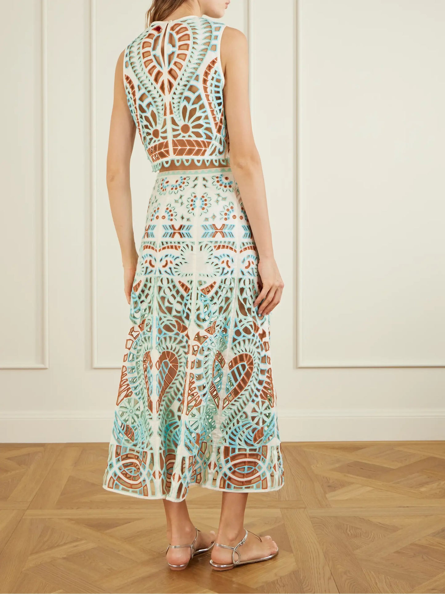 Rita Brisé Mare Broderie Anglaise Cotton Midi Skirt