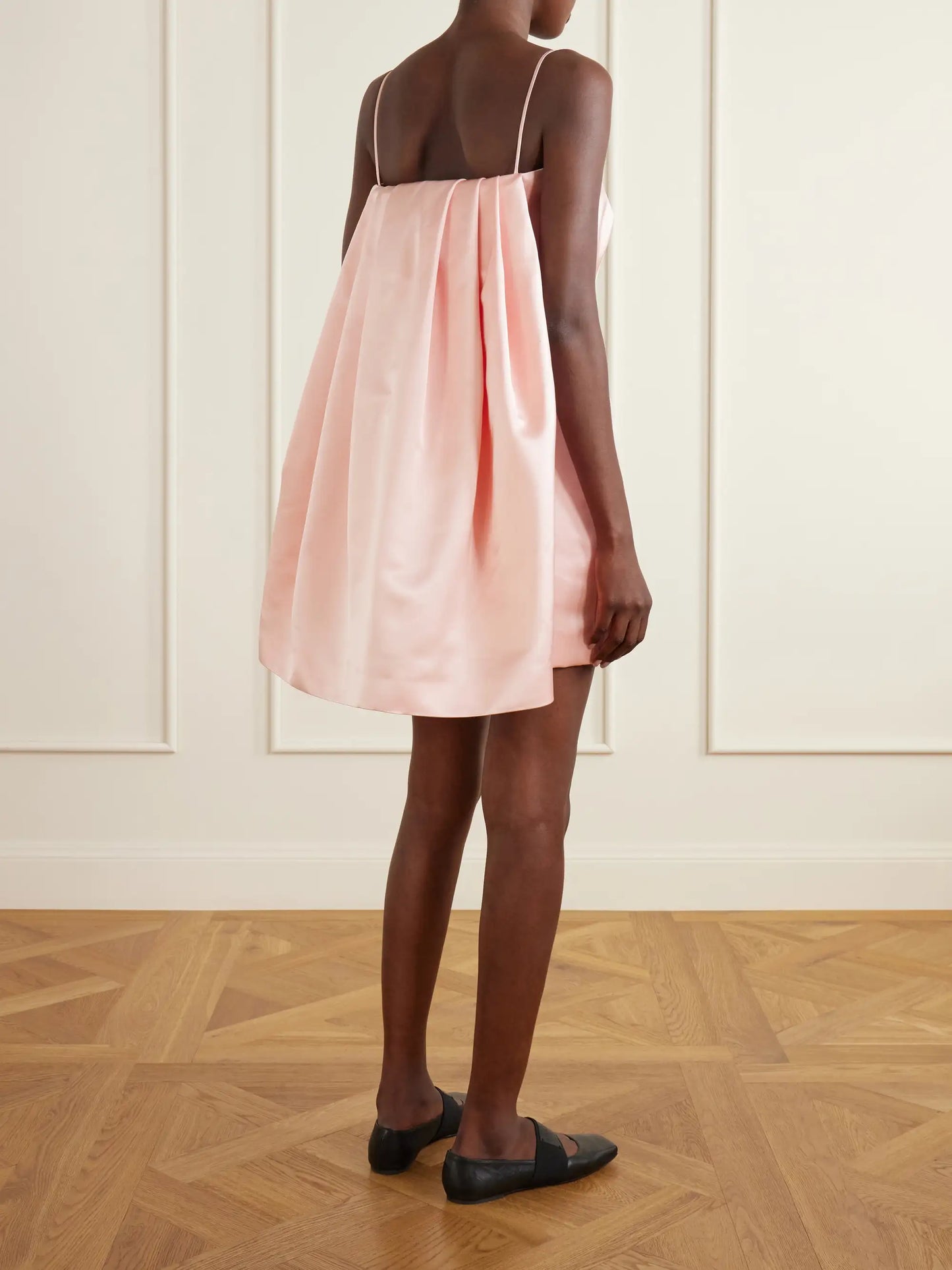 Cape-effect Silk-satin Mini Dress