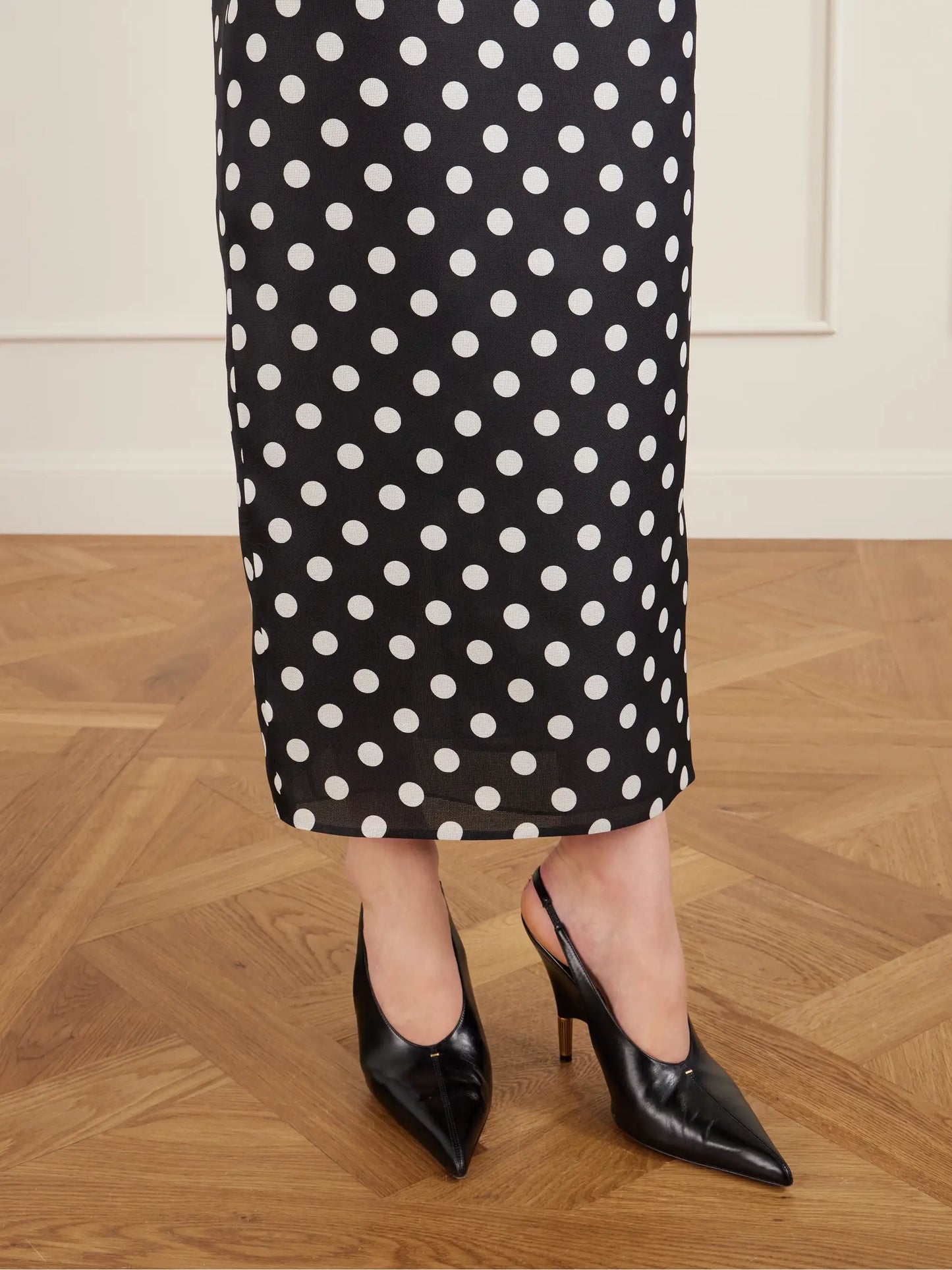 Winton Polka-dot Silk Midi Skirt