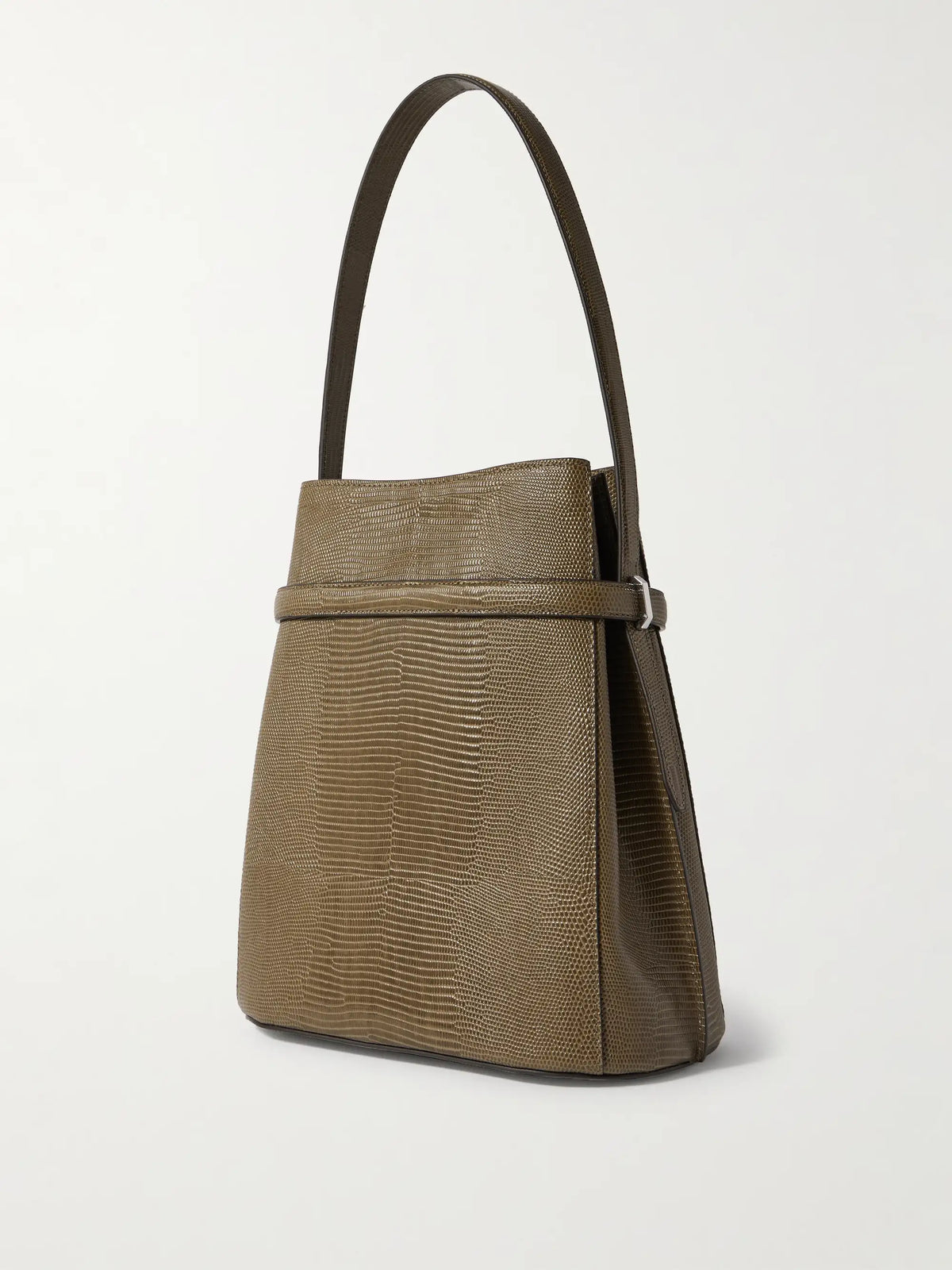 Belted Lizard-effect Leather Tote
