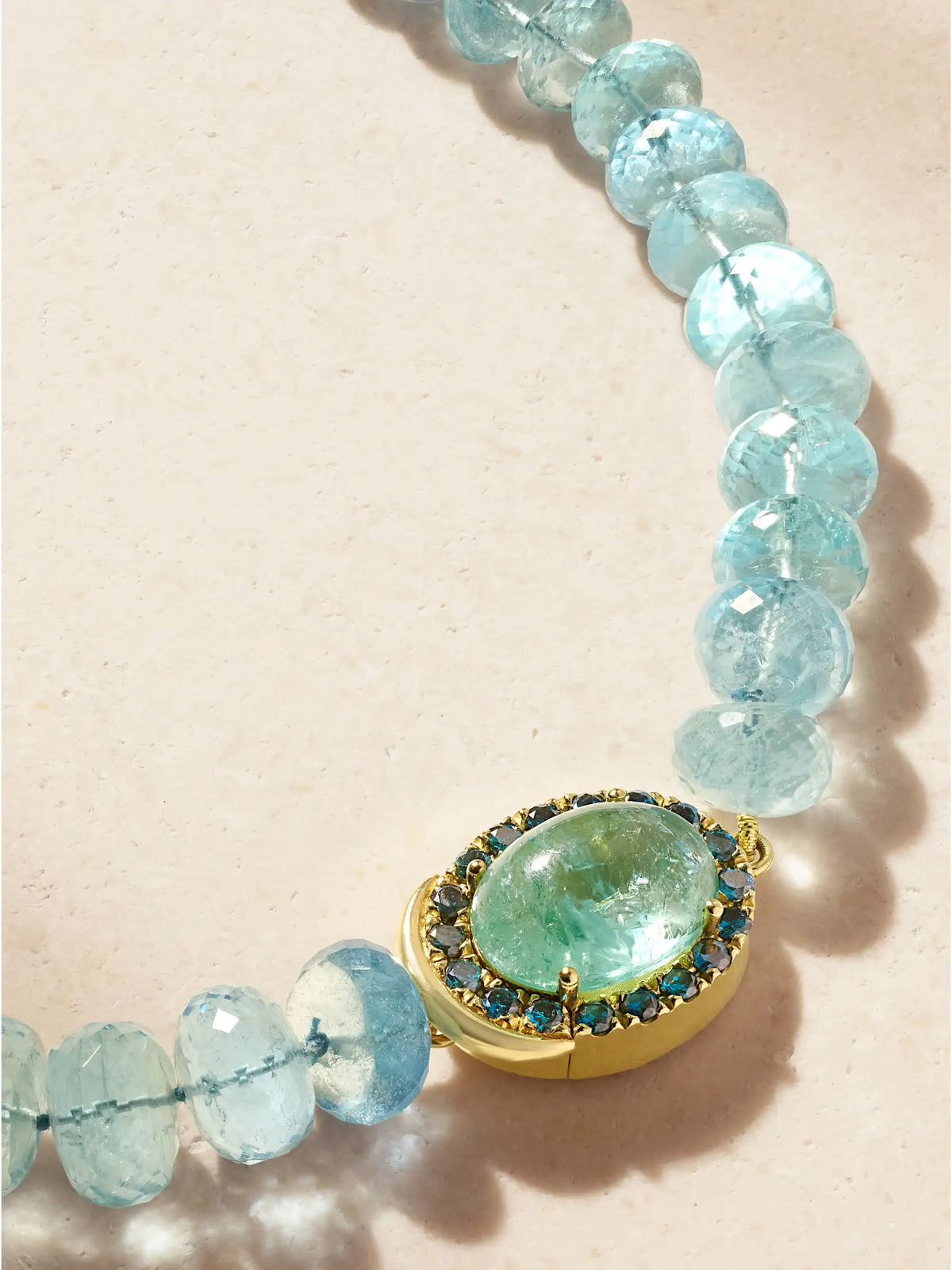 Ileana Makri 18-karat Gold, Aquamarine, Tourmaline And Blue Diamond Beaded Necklace