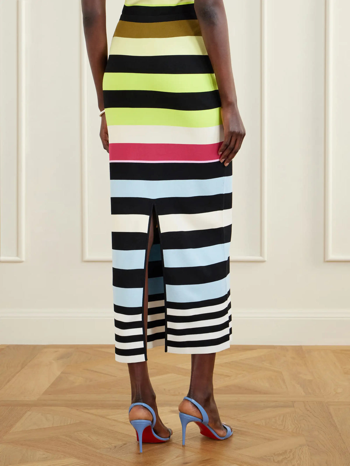 Christopher John Rogers Striped Double-knit Maxi Skirt