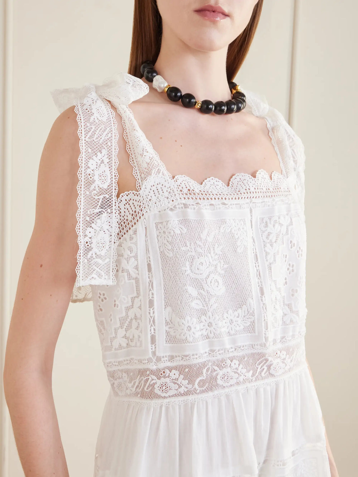 Zimmermann Aster Scalloped Lace-trimmed Maxi Dress