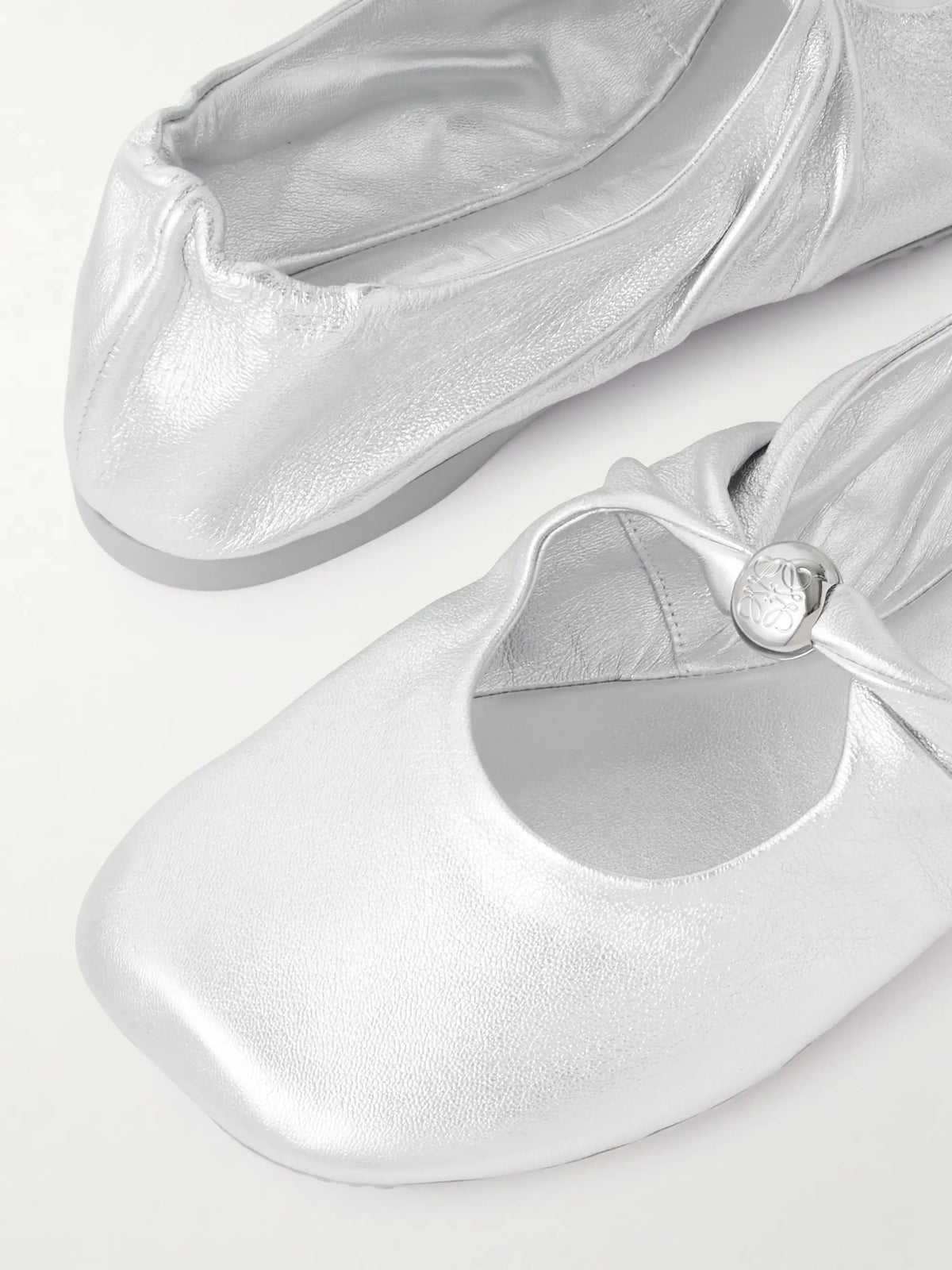 Pebble Metallic Leather Ballet Flats